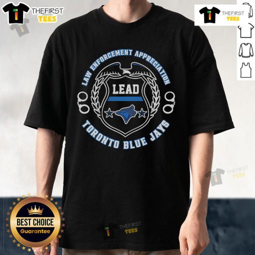 Official Toronto Blue Jays Law Enforcement Appreciation Day 2025 T-Shirt featuring team logo and commemorative design.