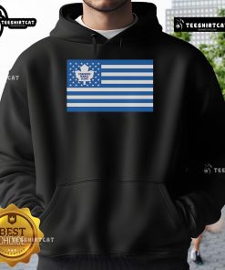Official Toronto Maple Leafs hoodie featuring an American flag design, perfect for fans and stylish sportswear.