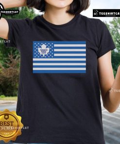 Official Toronto Maple Leafs American Flag Ladies Tee featuring vibrant team colors and patriotic design.