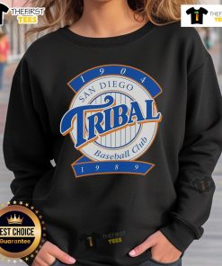 Official Tribal Streetwear SD Pinstripe 1904-1989 Sweatshirt featuring a stylish design in black and white.
