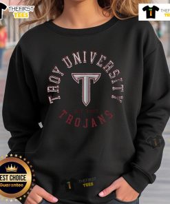 Official Troy Trojans Circle Vintage Sweatshirt in gray, featuring a classic logo and comfortable fit for fans.
