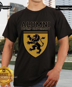 Official Trump University Alumni Donald For President 2025 T-Shirt featuring bold graphics and patriotic colors.