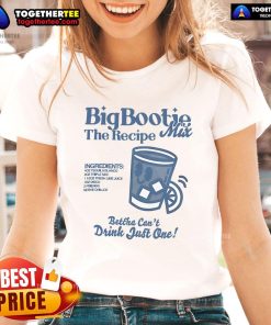 Alt Text: Official Two Friends Big Bootie The Recipe Mix tee featuring fun ingredients design for ladies' casual wear.