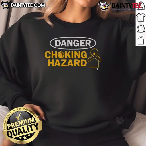 Official Tyrese Haliburton Danger Choking Hazard Sweatshirt featuring bold graphics and a stylish design for fans.