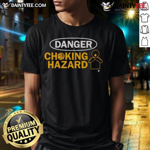 Official Tyrese Haliburton Danger Choking Hazard T-Shirt featuring bold graphic design and vibrant colors for fans.