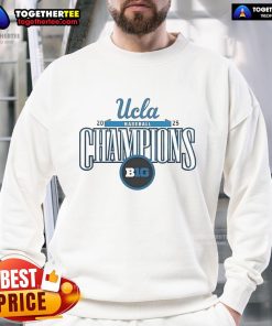 Official UCLA Bruins 2025 Big Ten Champions sweatshirt in blue, showcasing team logo and championship graphics.