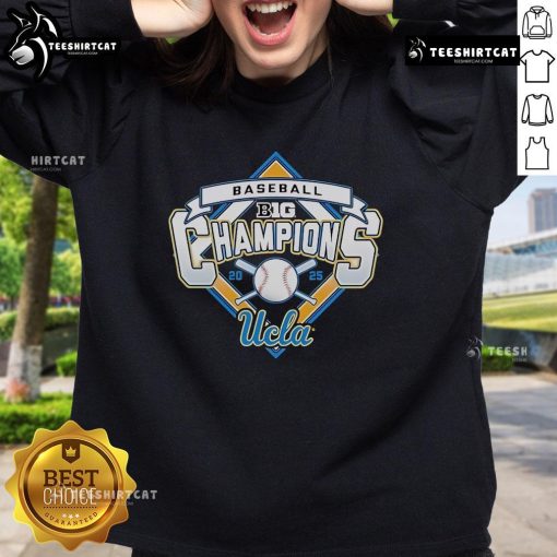 UCLA Bruins 2025 Big Ten Baseball Champions sweatshirt by Blue 84, featuring team colors and logo design.