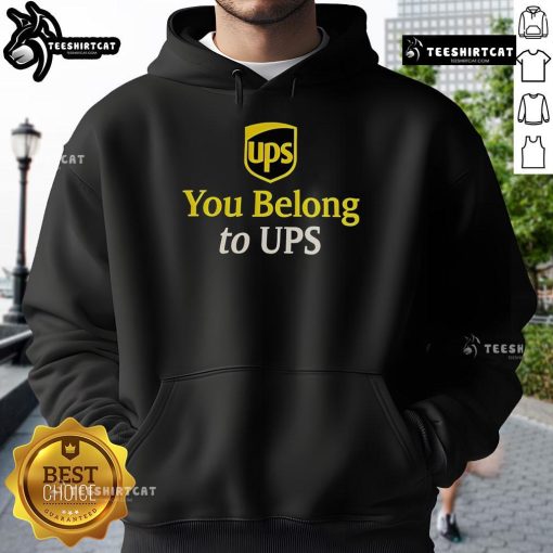 Official UPS You Belong to UPS Hoodie in brown with logo, perfect for UPS employees and fans of the brand.