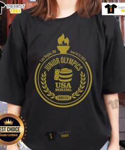 Alt Text: Official USA Boxing 2024 National Junior Olympic Summer Festival ladies tee featuring vibrant design and logo.