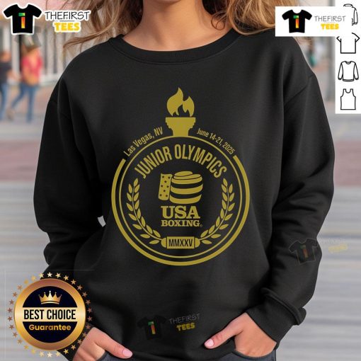 Official USA Boxing 2024 National Junior Olympic Summer Festival sweatshirt featuring logo and vibrant design.