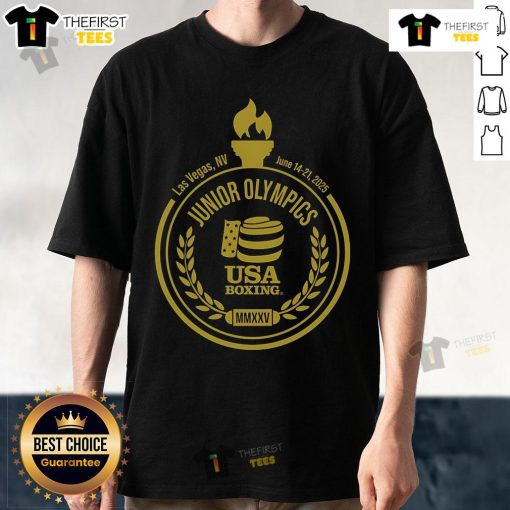 Alt Text: Official USA Boxing 2024 National Junior Olympic & Summer Festival T-Shirt featuring vibrant design and sport logo.