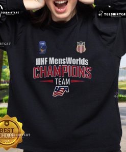 Official USA Hockey 2025 IIHF Men's World Junior Championship sweatshirt in navy blue, perfect for fans and players.