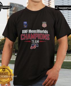 Official USA Hockey 2025 IIHF Mens World Junior Championship T-Shirt featuring team logo and vibrant design.
