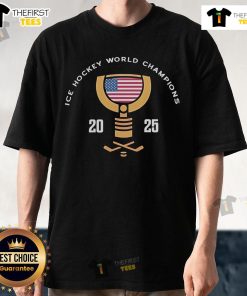 Official USA Hockey Ice Hockey World Champions 2025 T-shirt featuring vibrant graphics and team colors for fans.