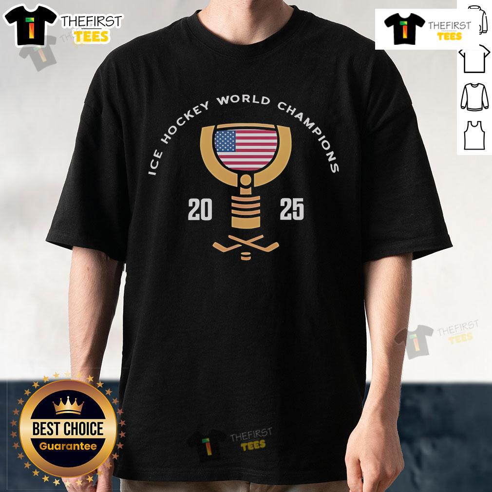 Official Usa Hockey Ice Hockey World Champions 2025 T Shirt Official USA Hockey Ice Hockey World Champions 2025 T-shirt featuring vibrant graphics and team colors for fans.