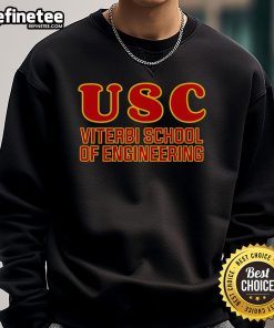 Alt Text: Official USC Viterbi School of Engineering sweatshirt in cardinal and gold, showcasing school pride and engineering excellence.