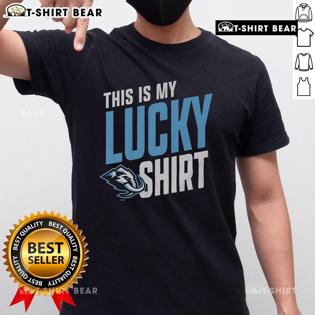 Official Utah Mammoth This Is My Lucky T Shirt Front view of the Official Utah Mammoth 'This Is My Lucky' T-Shirt featuring a vibrant design and comfortable fit.