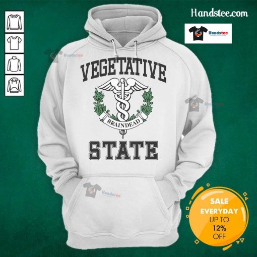 Official Vegetative State Braindead Hoodie featuring unique graphic design and comfortable fit for casual wear.