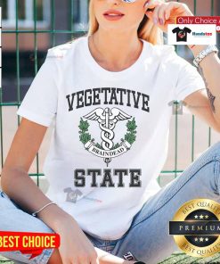 Official Vegetative State Braindead Ladies Tee featuring a unique graphic design for casual wear.
