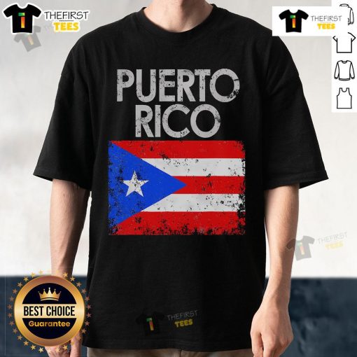 Official Vintage Puerto Rico flag pride T-shirt featuring vibrant colors and classic design, perfect for celebrating Puerto Rican heritage.