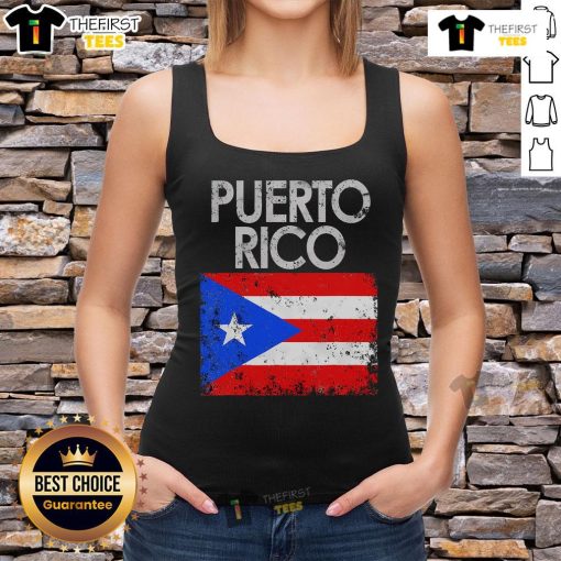 Official Vintage Puerto Rico tank top featuring the Puerto Rican flag, perfect for showcasing pride and style.