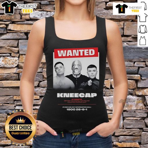 Official Wanted Kneecap tank top by British Metropolitan Police featuring counter-terror design and bold graphics.