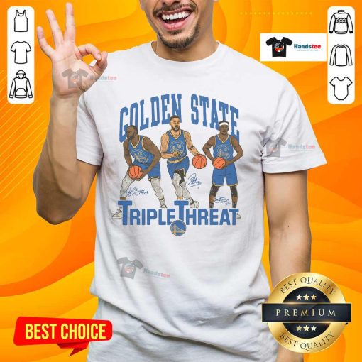 Official Warriors Triple Threat Green Curry Butler III T-Shirt featuring vibrant design and team logo for fans.