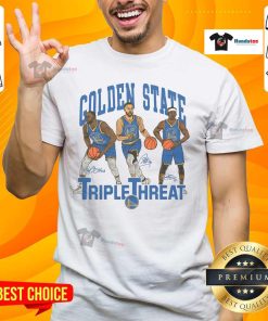 Official Warriors Triple Threat Green Curry Butler III T-Shirt featuring vibrant design and team logo for fans.
