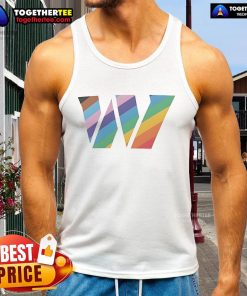 Alt Text: Official Washington Commanders logo on a pride tank top, showcasing vibrant colors and team spirit.