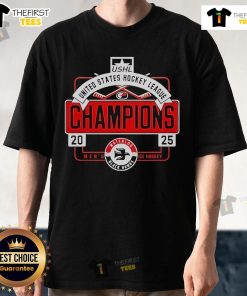 Alt Text: Official Waterloo Black Hawks USHL Champions Men's Ice Hockey 2025 T-Shirt featuring team logo and vibrant design.