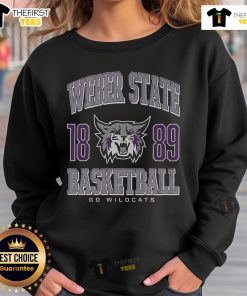 Official Weber State Wildcats Basketball 1889 Sweatshirt in purple, showcasing team spirit and retro athletic style.