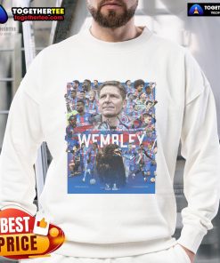 Alt Text: Official Wembley Final Junior Crystal Palace F.C. FA Cup Finalists 2025 sweatshirt featuring team colors and logo.