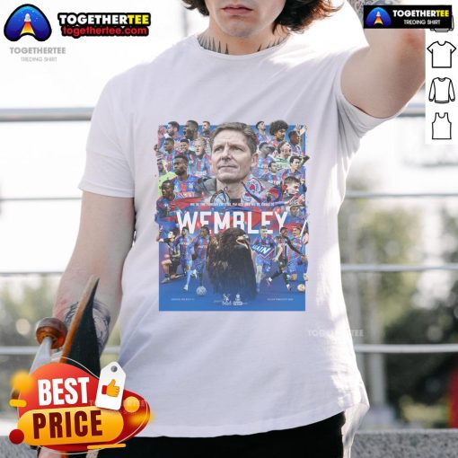 Alt Text: Official Wembley Final Junior Crystal Palace F.C. FA Cup Finalists 2025 T-Shirt featuring team logo and vibrant design.