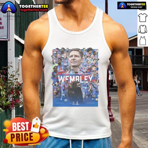 Alt Text: Official Wembley Final Junior Crystal Palace F.C. FA Cup Finalists 2025 tank top featuring club colors and logo.