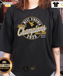 Official West Virginia Baseball Regular Season XII Champions 2025 Ladies Tee showcasing team pride and sportswear style.
