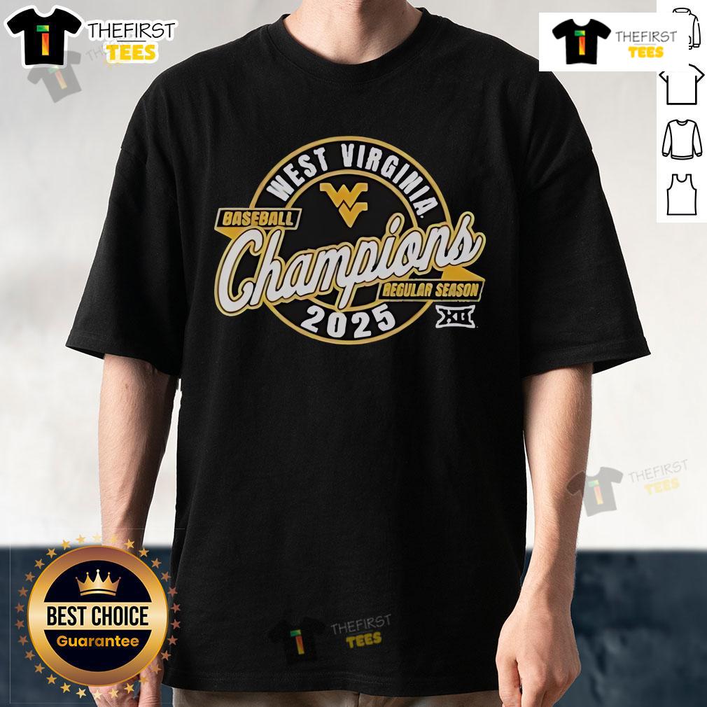 Official West Virginia Baseball Regular Season Xii Champions 2025 T Shirt Official West Virginia Baseball Regular Season XII Champions 2025 T-Shirt featuring team logo and championship details.