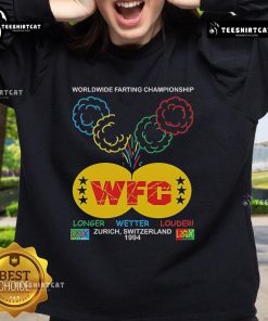 Alt Text: Official WFC Worldwide Farting Championship sweatshirt from 1994 featuring Brian Robert Jones in Zurich, Switzerland.