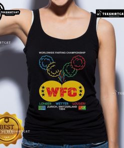 Alt Text: Brian Robert Jones in a tank top at the 1994 Official WFC Worldwide Farting Championship in Zurich, Switzerland.