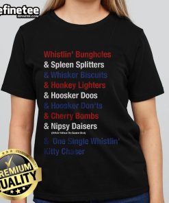 Official Whistlin' Bungholes Cherry Bombs Joe Dirt Fireworks ladies tee featuring vibrant graphics and comfortable fit.