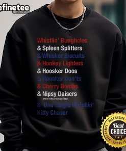 Official Whistlin' Bungholes Cherry Bombs sweatshirt featuring Joe Dirt design, perfect for fireworks enthusiasts.