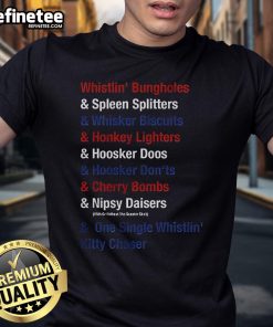 Official Whistlin Bungholes & Cherry Bombs Joe Dirt Fireworks T-Shirt featuring a vibrant graphic design and bold colors.
