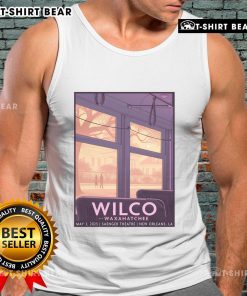 Official Wilco Waxahatchee Tour New Orleans 2025 poster on a tank top, featuring vibrant design and concert details.