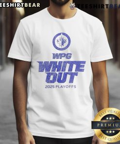 Official Winnipeg Jets 2025 Playoffs Wpg White Out T-Shirt featuring team logo and vibrant design for fans.
