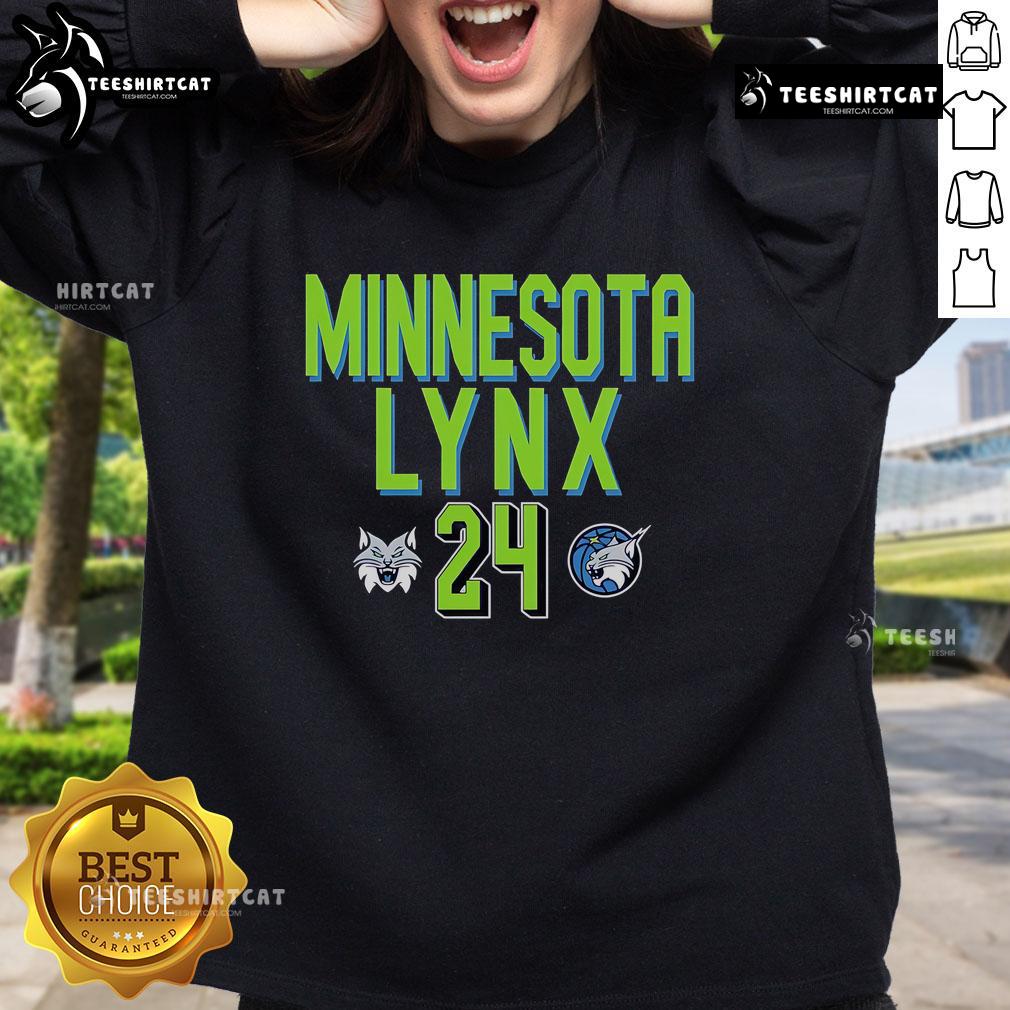 Official Wnba Minnesota Lynx Napheesa Collier 24 Sweatshirt Alt Text: Official WNBA Minnesota Lynx Napheesa Collier sweatshirt featuring team colors and logo, perfect for fans.