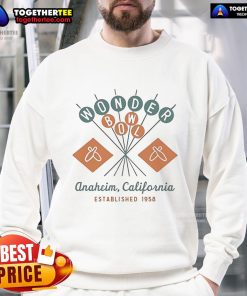 Official Wonder Bowl Anaheim California sweatshirt, established 1958, featuring a classic design in vibrant colors.