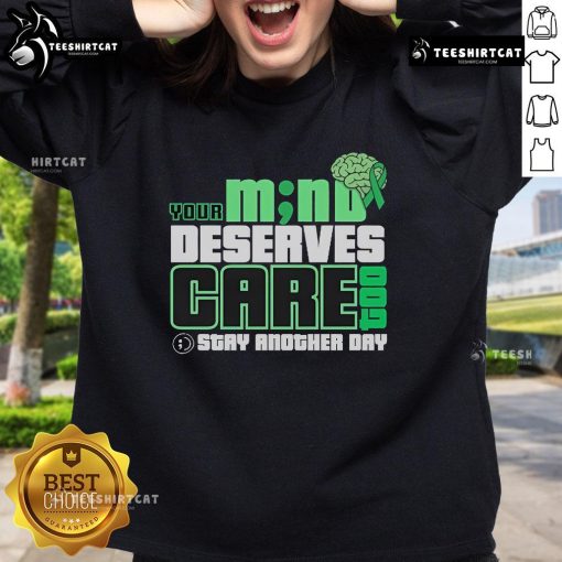 Official Your M No Deserves Gare Stay Another Day Sweatshirt in cozy fabric with stylish design, perfect for casual wear.