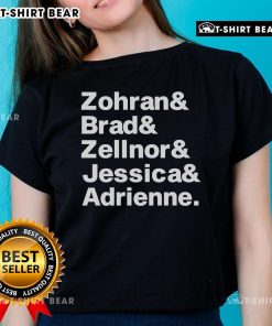 Official Zohran Brad Zellnor Jessica and Adrienne Ladies Tee showcasing vibrant design and stylish fit for women's fashion.