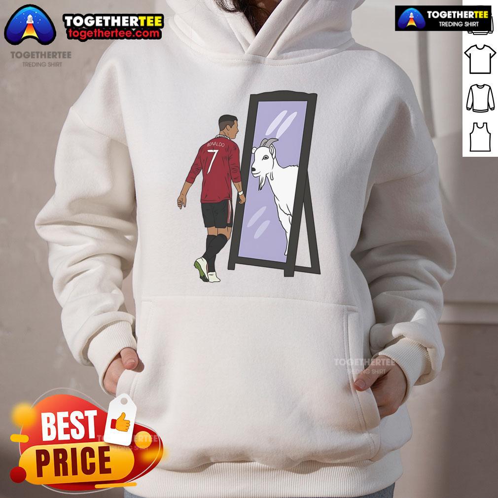 Original Cristiano Ronaldo Mirror Goat Hoodie Original Cristiano Ronaldo Mirror GOAT Hoodie featuring a stylish design celebrating the soccer legend's greatness.