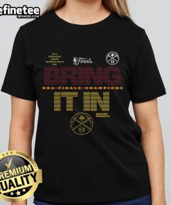 Original Denver Nuggets 2023 NBA Finals Champions Hometown Ladies Tee featuring team colors and logo.