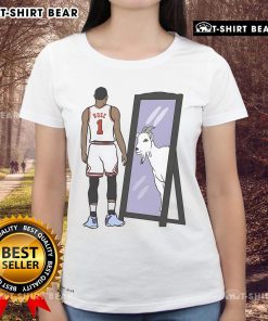 Original Derrick Rose Mirror Goat Ladies Tee featuring vibrant graphics and a stylish design for fans of basketball apparel.